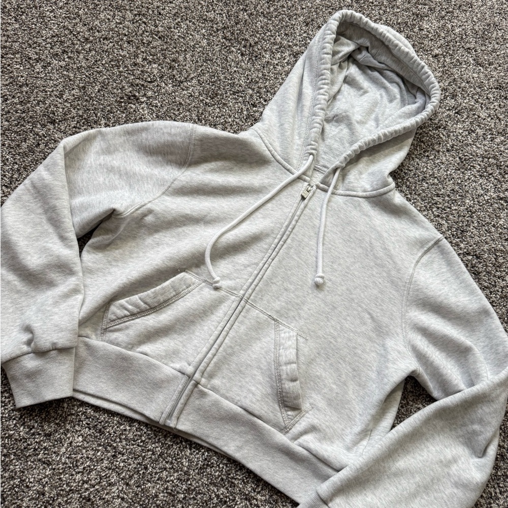 Hollister Light Gray Fleece-Lined Hoodie